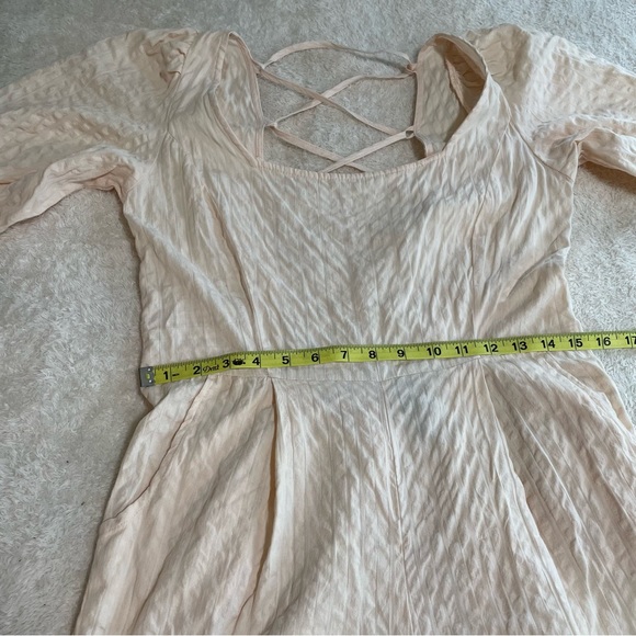 ASOS DESIGN Seersucker Lace Up Back Jumpsuit In Blush - Picture 11 of 14